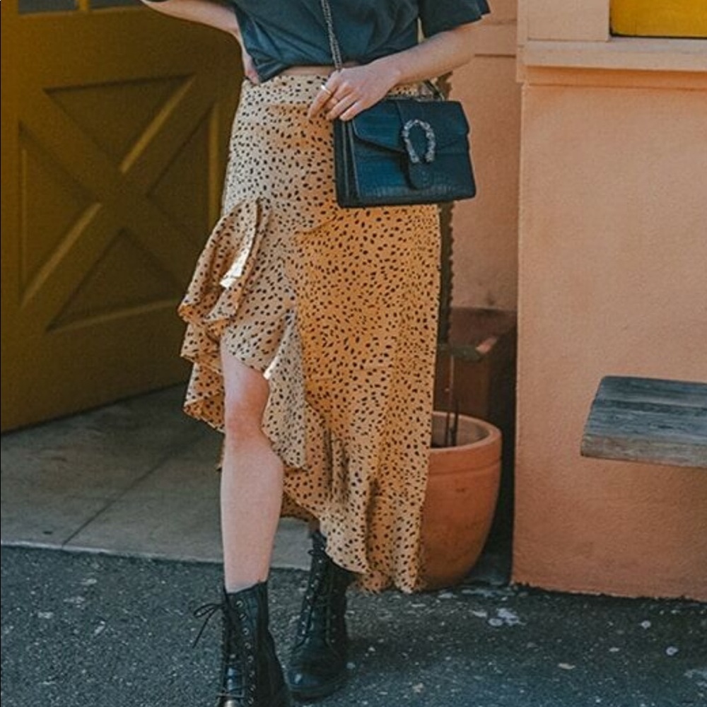 Satin Cheetah Print Slip Skirt